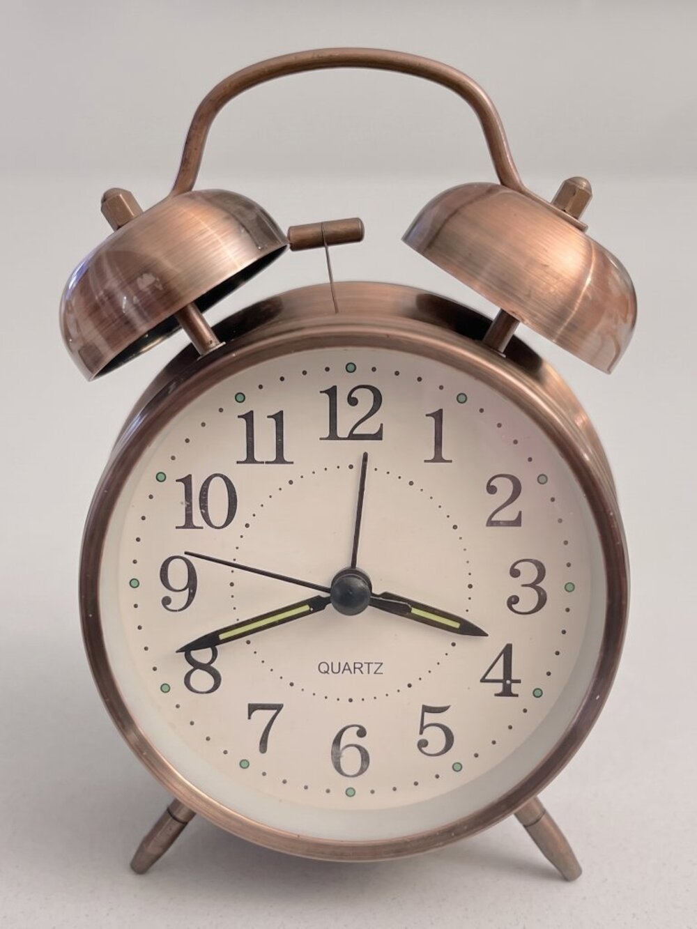 ikasus Vintage Twin Bell Alarm Clock Copper Bronze Silent Backlight Desk 6.3"